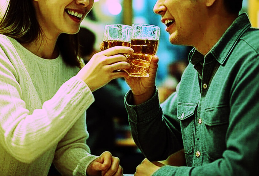 電話エッチだがお互いに冷蔵庫からビールを持ち出し乾杯してリアルさを追求。